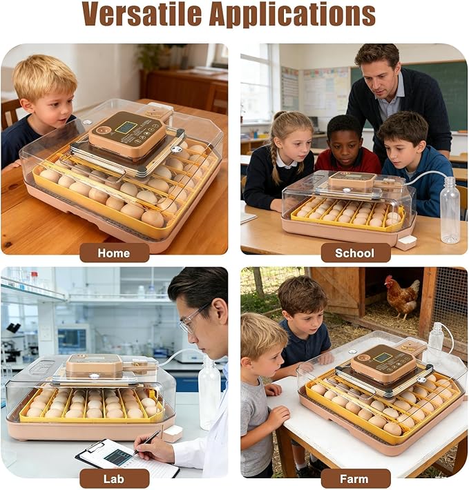 Series IV - 48 Egg Incubator for Breeders, Sensor-Based Precise Humidity & Temp Control, Chick Separator, Adjustable Egg Spacing, Auto Turn & Auto Stop, Preset Incubation Days, Candler