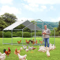 VIVIJASON Large Metal Chicken Coop Outdoor Walk-in Poultry Cage Hen Run House Rabbits Habitat Cages Spire Shaped Coop with Waterproof and Anti-UV Cover for Yard Farm (13.12' L x 9.84' W x 6.56' H)