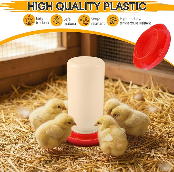 Enhon 2 Sizes Quail Waterer Base, Quail & Chick No Drown Water Base, Safety Waterer and Feeder, Compatible With 2.5inch Outer Diameter and Threaded Neck Bottle for Brooding Chicks（Bottle not included）