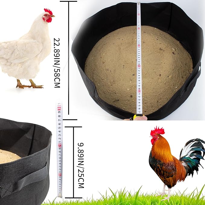 FlidRunest 2PCS Chicken Dust Bath Tub for Coop, Chicken Bath Cleaner Container with Sturdy Handle, 22.8'' x 9.8'' Dust Bath Pool for Chickens, Essential Coop Accessory for Chick, Hens, Poultry