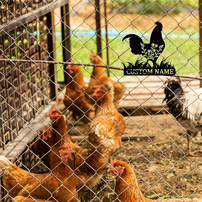 Custom Metal Chicken Coop Sign, Personalized Chicken Name Sign, Custom Metal Chicken Farm Sign, Chicken Farmhouse Outdoor Wall Decor Farmer Gift