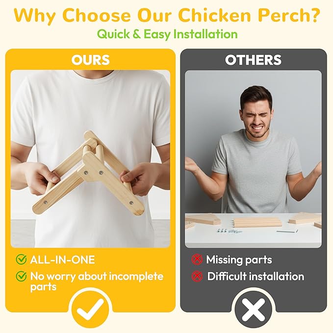 Innoland Chick Perch Foldable, Chick Toys Stable & No Assemble, Baby Chick Toys for Stand Training, 8.27" × 7.68" × 4.92" Roosting Perch for Chicks Brooder | Coop (S)