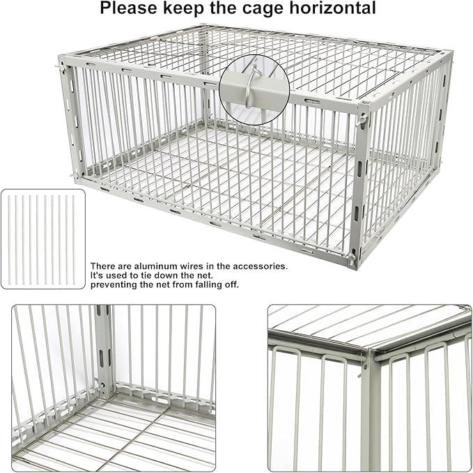 Pigeon Trap Cage with Escape-Proof Design – Auto Bird Trap Cage for Pigeons and Small Birds | Multi-Catch Pigeons Birds Traps for Sale with Well Anti-Rust Baking Paint-M Size