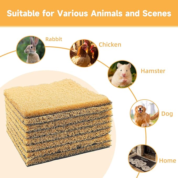 DRQ 8 Pcs Nesting Pads for Chicken Coop - Washable Chicken Nesting Pads, Reusable Chicken Coop Accessories for Hen Laying Mats 12"×12" (Brown)