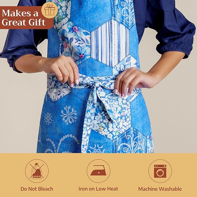 Maison d' Hermine 100% Cotton Apron for women with Pocket Kitchen Chef Apron for Men Cooking Easter Decorations