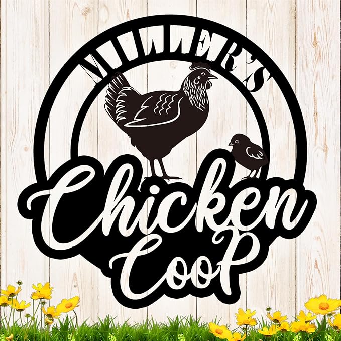 Custom Chicken Coop Metal Sign, Personalized Farmhouse Wall Decor, Vintage Fluffy Butt Hut Decor, Custom Name Sign for Farm, Gifts for Chicken Lovers