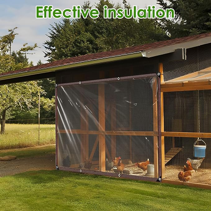 Chicken Coop Cover, Waterproof Chicken Run Tarp Reinforced Edges Coop Covering Easy to Install Clear Run Tarp with Rope for Outdoors Sheds Gardens(6.56×9.84 ft)