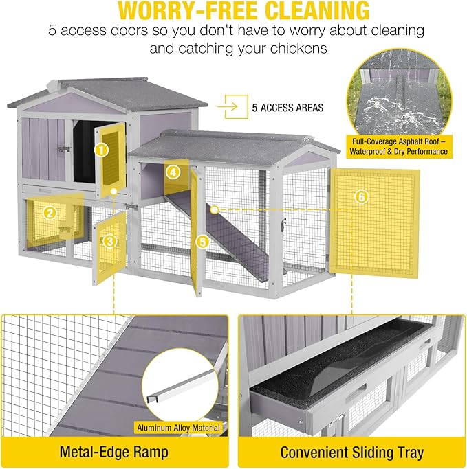 Aivituvin Chicken Coop for 2 Chickens, Wooden Duck House Outdoor Hen House Poultry Quail Cage-Expandable Design