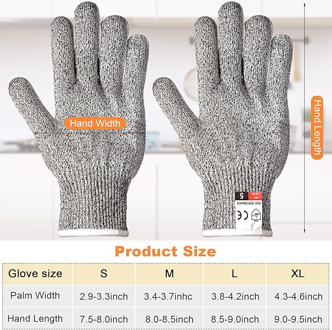 Chuarry 10 Pairs Cut Resistant Gloves Cutting Proof Gloves Level 5 Protection Kitchen Cuts Glove for Shucking Fish(Small,Gray)