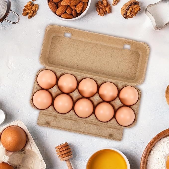 Nuenen 200 Pieces Egg Cartons Bulk Cardboard Blank Light Egg Cartons Empty Container Tray for Farm Market Family Kitchen(2 x 5 Style)
