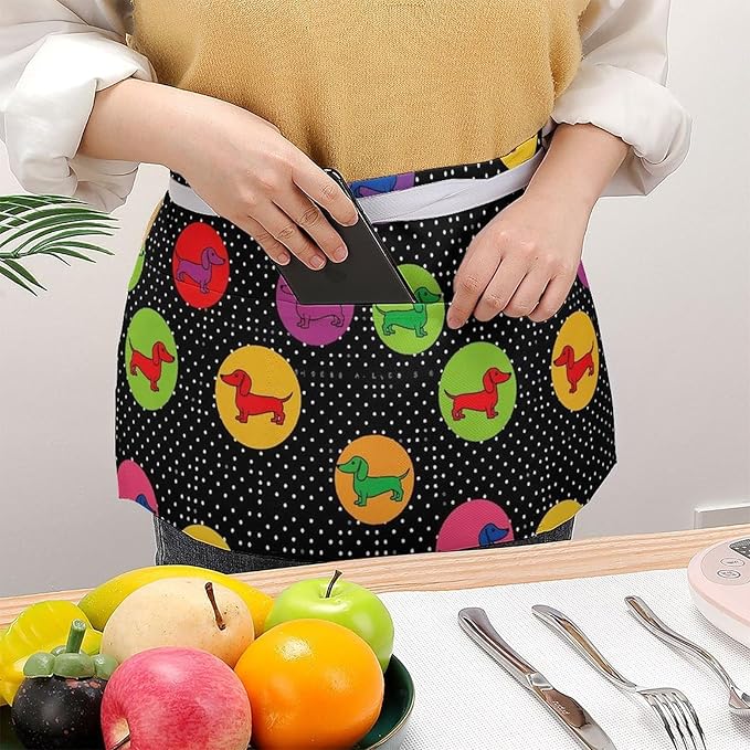 Half Apron with 3 Pockets Chef Cooking Kitchen Restaurant Aprons for Women Men