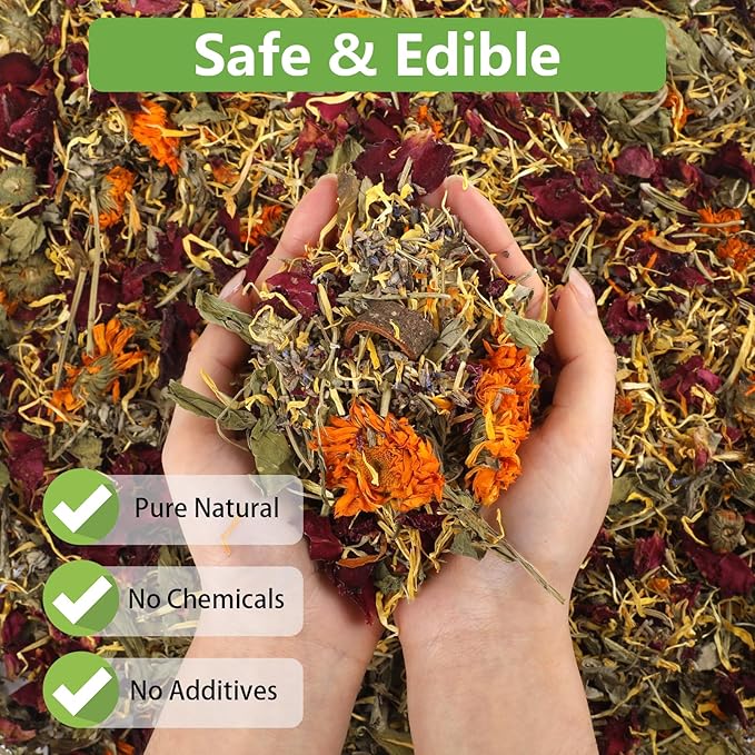 10 Oz Chicken Nesting Herbs, 8 Dried Flowers & Herb Supplement for Chickens Coop, Natural Freshener to Improve Egg Production, Feather Quality & Hen Wellness for Laying Hens