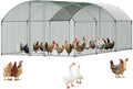 VEVOR Large Metal Chicken Coop with Run, 19.6 x 9.8 x 6.5 ft Walkin Chicken Coop for Yard with Waterproof Cover, Dome Roof Large Poultry Cage for Hen House, Duck Coop and Rabbit Run