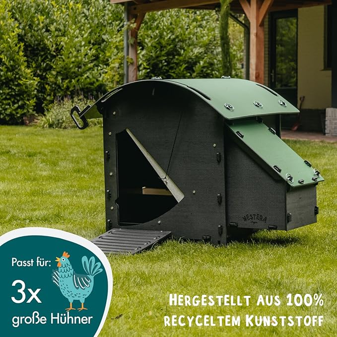 Nestera Plastic Chicken Coop - 25yr Lifespan, Small, Ground, Suitable for 3 Chickens or 5 Bantams, Easy to Clean, Maintenance Free, Ideal Temperature, Predator Proof