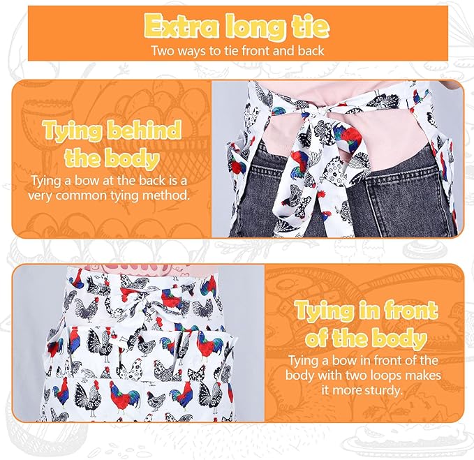 12 Deep Pockets Egg Apron, Chicken Egg Collecting Apron, Egg Holding Apron, Duck Goose Egg Gathering Apron for Housewife