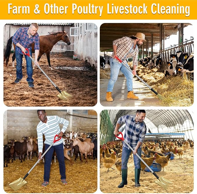 Sifting Shovel, Heavy Duty Metal Sand Sifter for The Beach, 53.5" Long Sand Sifter Shovel for Beach Fun, Chicken Coop, Farm Goat Stall Sand Poop Cleaning, with Ergonomic D-Grip Handle (Gold)