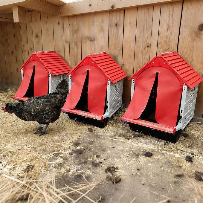 Roll Away Chicken Nesting Box, 13° Auto Egg Collection Tray, Clip-Lock Decoy Egg & 3 Jute Pads, Enclosed Easy-to-Clean Hen House, Indoor & Outdoor Chicken Coop Accessory(1Pack)