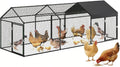 Large Metal Chicken Coop with Run for 20-30 Chickens - Outdoor Walk-in Poultry Cage with Anti-UV Waterproof Cover, Security Lock & Tri-Supporting Wire Mesh - Heavy Duty Hen House (120x40x40 Inch)