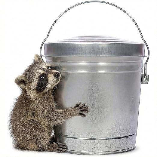 Galvanized Steel Locking Lid Storage Can, 6 Gallon, Heavy Duty Metal Pail for Bird Seed, Dry Pet Food, Charcoal Ash, Rodent Proof, Rust Resistant with Wire Bail Handle