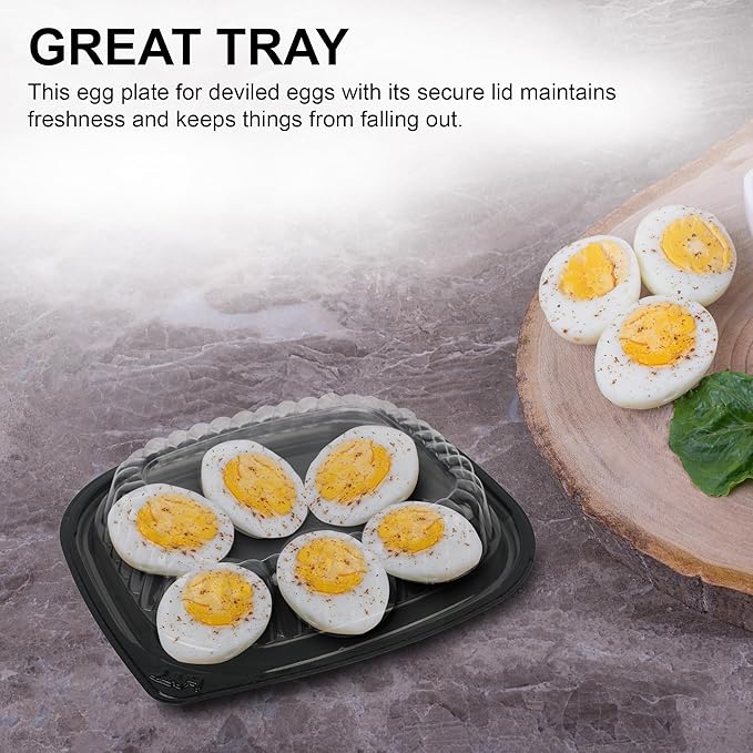 MT Products Clear Deviled Egg Containers Holds 6 Eggs 6.5" x 5.63" x 1.19" - Durable Egg Platter Tray (Pack of 12) - Made in the USA