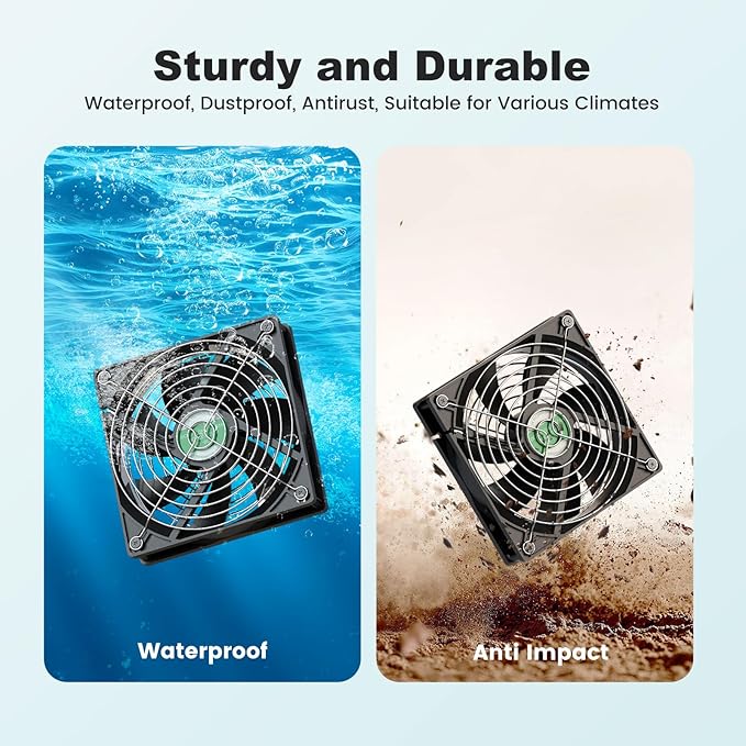 Solar Greenhouse Fan 3 Kit, 30W Large Solar Powered Exhaust and Intake Fan Outdoor Waterproof, Strong Airflow, 16.5ft Cord, for Chicken Coop Grow Tent Shed Air Ventilation and Circulation