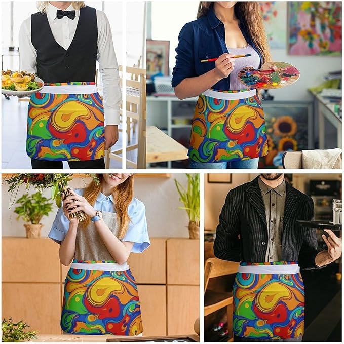 Short 3 Pockets Waist Waiter Waitress Half Apron Waterproof Chef Aprons