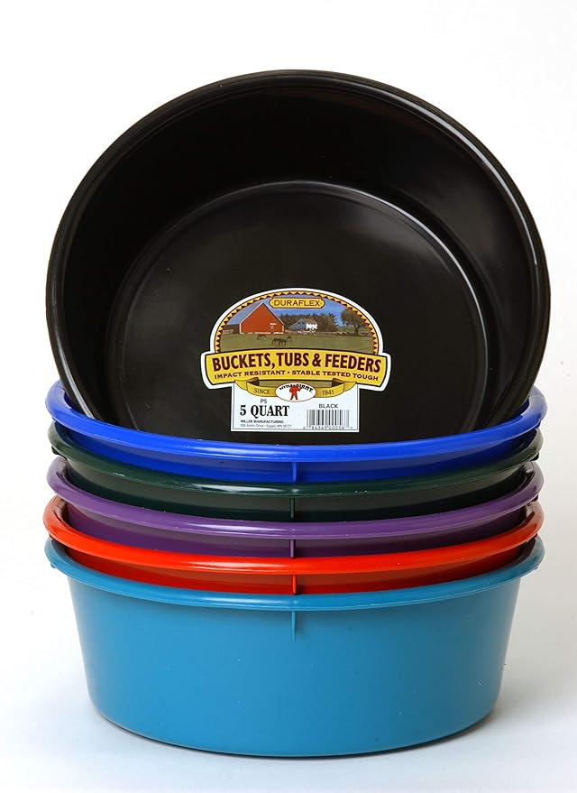 Little Giant® Plastic Utility Pan | Feed Pan | Durable & Versatile Livestock Feeding Bucket | Made in USA | 5 Quart | Teal
