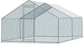 VINGLI Large Metal Chicken Coop for Chickens, Walk-in Chicken Run with Waterproof Anti-UV Cover, Heavy-Duty Chicken Pen with Security Lock for Outdoor Backyard Farm Use (13.1'Lx9.8'Wx6.5'H)