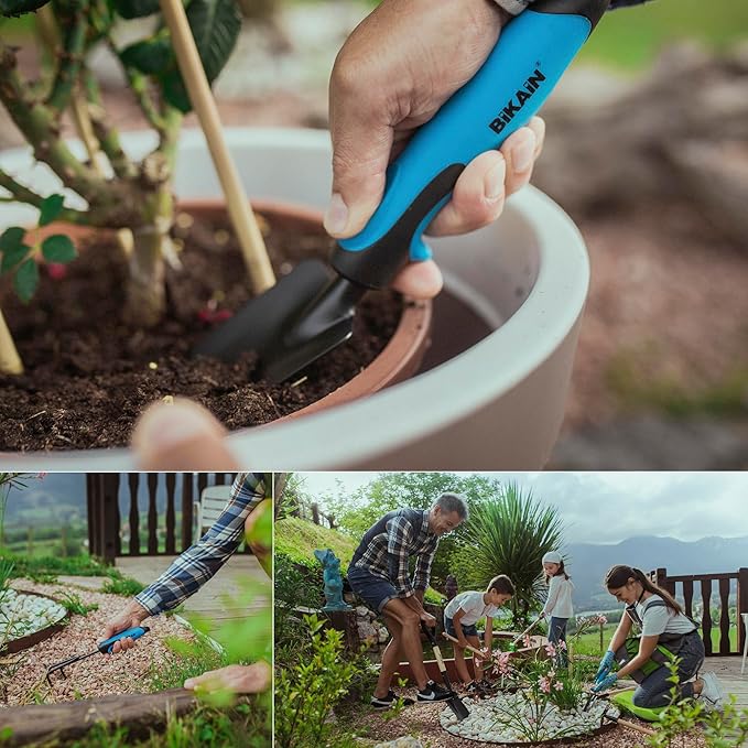 Gardening Kit - 3 Tools - Includes Wide Shovel, Lance+Fork and Cultivator - Ergonomic and Non-Slip Handles - Steel Tool