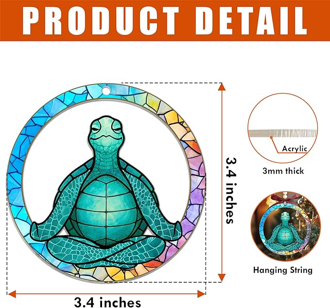 Yoga Christmas Ornament - Sea Turtle Meditating Zen Gifts for Women, Yoga Lovers, Instructors, Teachers, Mom, Friend - Meditation Acrylic Christmas Ornament