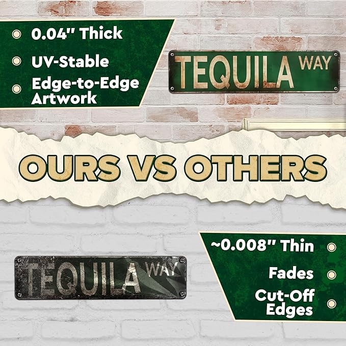 4x16 Inch Metal Bar Signs – Tequila Decorations Metal Signs, Lightweight and Easy to Install, Vintage Style Wall Tinplate Art, Rust and Fade Resistant, Good for Home, Bar, Kitchen, and Pub