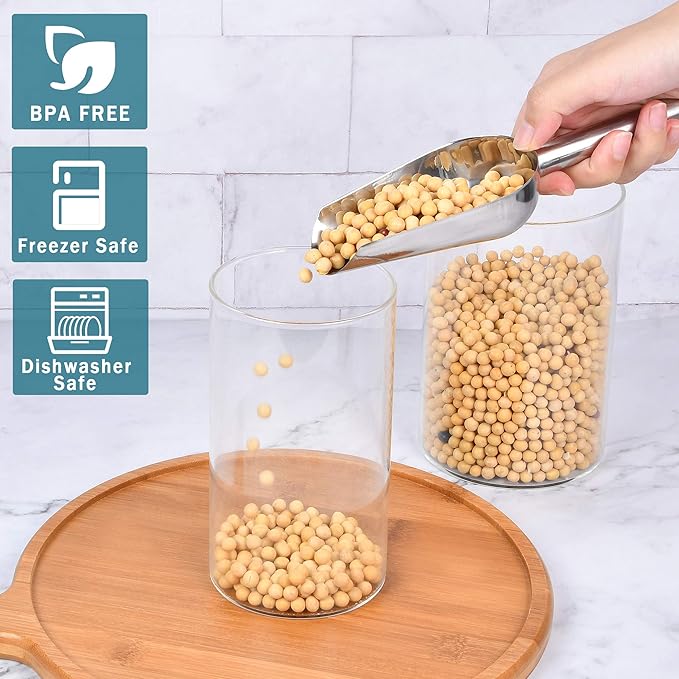 Mini Ice Scoop, 6 Ounce 6 PCS Stainless Steel Ice Scoop Small Metal Food Scoop for Home Kitchen Shop Popcorn Candy Coffee Beans, Dishwasher Safe