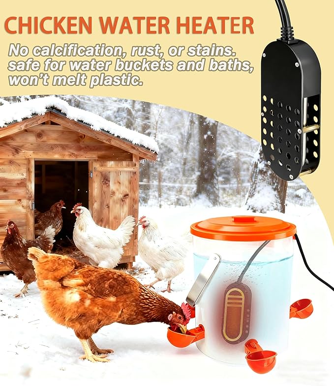 250W Chicken Waterer Heater, Thermostatic Control Chicken Waterer Deicer Ice Melter for Bird Duck Goose