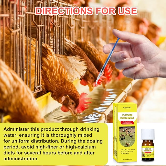 Yakucho Dewomax for Chickens, Digestive Support Liquid - Natural Gut Balance Formula for Chickens, Egg Safe, Easy to Aadminister – 5 mL