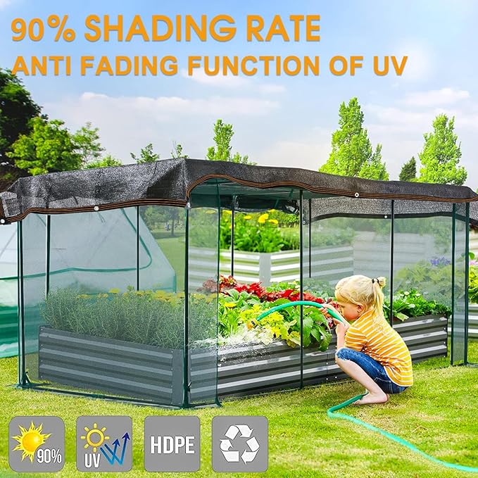 Shade Cloth, 80%-90% Garden Shade Mesh Net with Grommets, Outdoor Black Sunblock Neting Antifreezing Cover for Plant Pergola Patio Greenhouse Chicken Coop, 3x20FT