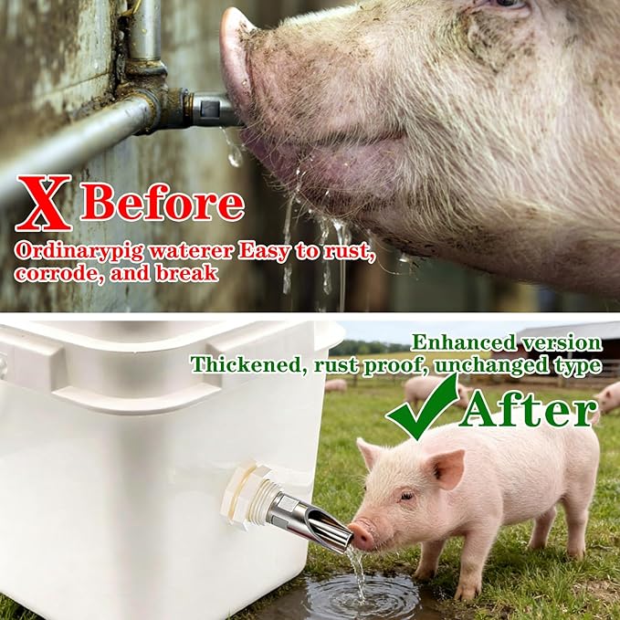 5-Pack Pig Water Nipple，Pig Nipple Waterer for Barrel Kit，Automatic Pig Nipple Drinkers Kit，Piglets Nipple Feeders ，Hog Feeder Nipple