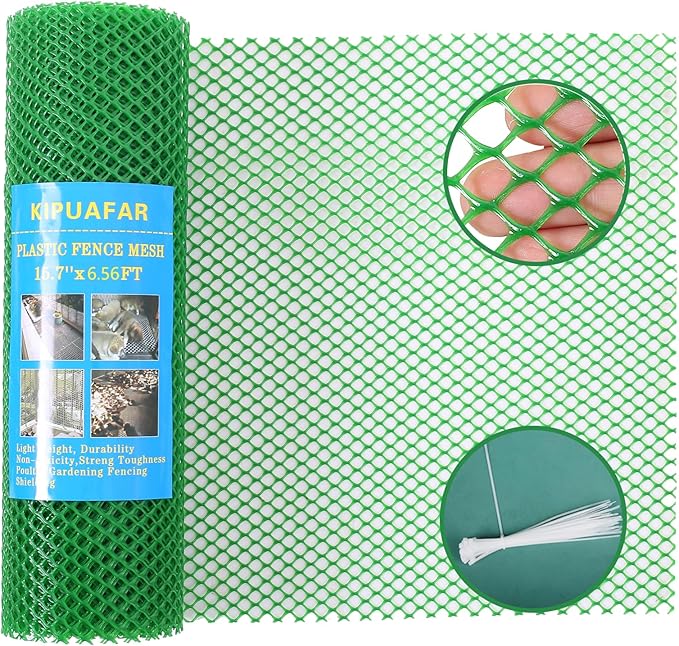 Green Plastic Wire Mesh Fence 15.7IN x 6.56FT - Commercial Grade Hexagonal Netting, Heavy Duty Snake & Rodent Barrier for Farms, Poultry Yards, Dog Runs | Durable Outdoor Security Fencing