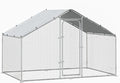 BOSSIN Bold Chicken Coop Run Large Metal Chicken Pen Outdoor, Chicken Runs for Yard with Cover, Poultry Cage Spire Shape Coop, Heavy Duty Walkin Waterproof and Anti-UV Cover for Rabbits