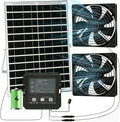 25W Solar Fan for Chicken Coop with Battery and 2000mAh Battery, 3 Smart Modes, 4.7" Dual Fans, Solar Shed Fan & Solar Exhaust Fan for Greenhouse, Dog House, Attic & Outdoor Cooling