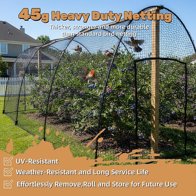 Heavy Duty Bird Netting for Chicken Coop, 19.5 x 19.5 ft 0.8”Mesh HDPE Chicken Netting for Hawks with Reinforced Edges, Durable & Reusable Poultry Netting for Garden Raised Beds & Fruit Trees
