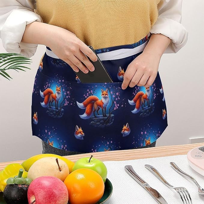 Short 3 Pockets Waist Waiter Waitress Half Apron Waterproof Chef Aprons