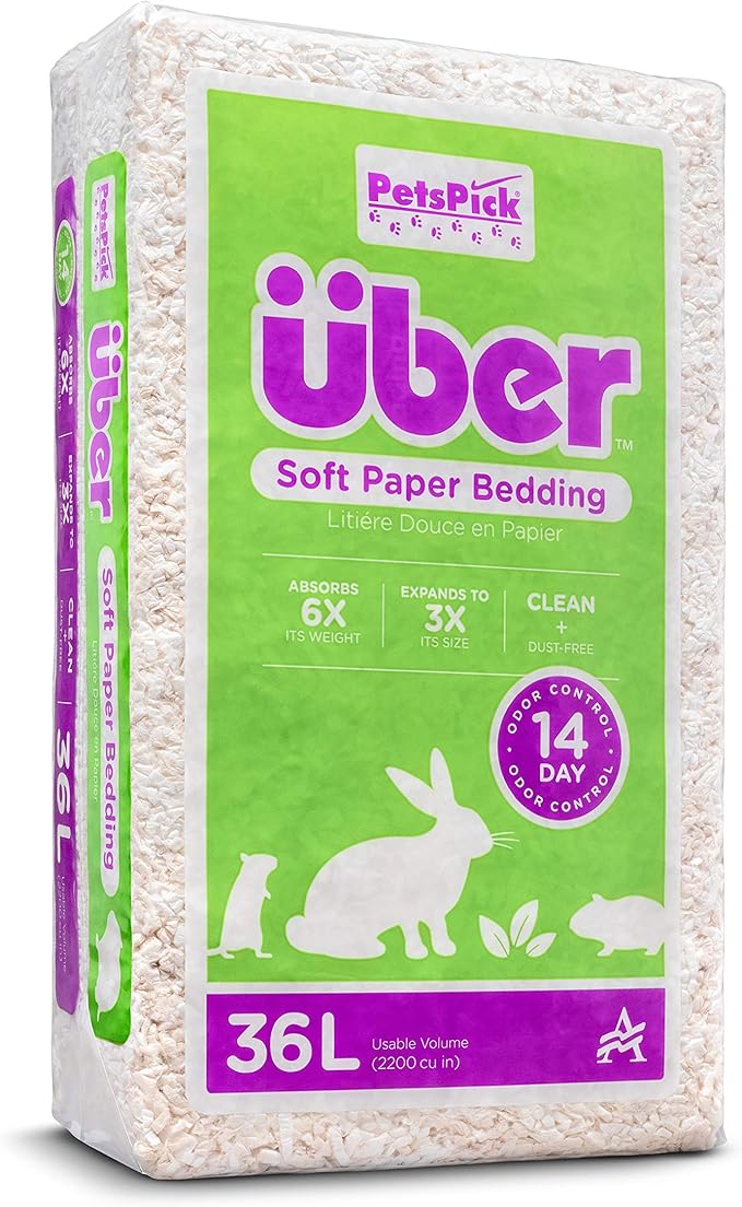 PETSPICK Uber Soft Paper Pet Bedding for Small Animals, White, 36L