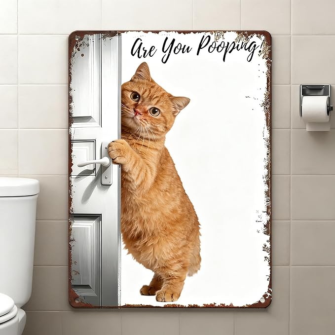 Custom Sign with Your Image,Funny Bathroom Wall Art with "Are You Pooping?"written on it,Western Interior Decoration Suitable for Quirky Enthusiasts,8x12 Inch