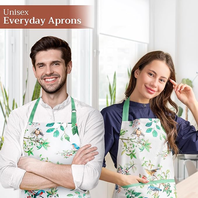 Maison d' Hermine 100% Cotton Apron for women with Pocket Kitchen Chef Apron for Men Cooking Easter Decorations