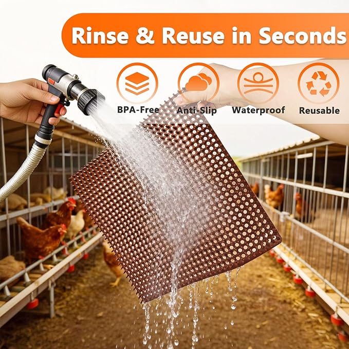 INNOLAND 6 Pack Ultra Soft Washable Chicken Nesting Pads & Egg Collecting Apron with 12 Pockets, 12" x 12" Reusable Laying Box Pads, Soft TPE Mats, Egg Protector for Nesting Boxes and Coop Bedding