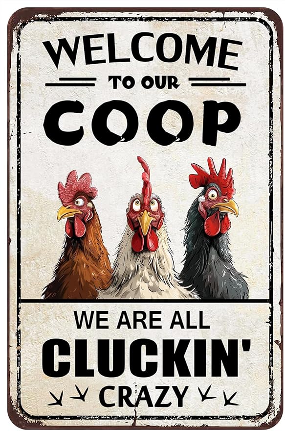 Chicken Coop Accessories Funny Chicken Signs Rooster Decorations Chicken Stuff For Farmhouse Farm Kicthen Decor Welcome To Our Coop 12x8 Inches