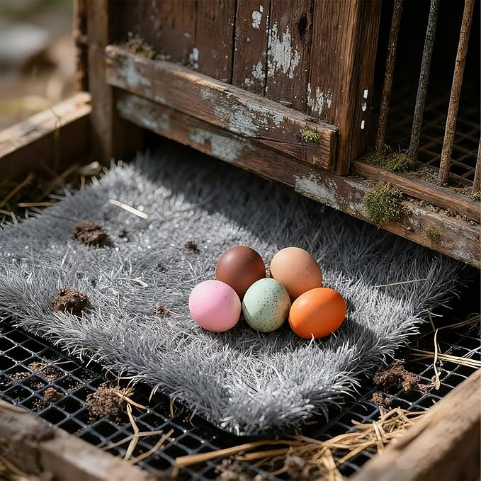 8 Pack Chicken Nesting Pads for Chicken Coop, 11.8"x11.8" Reusable Plastic Artificial Grass Nesting Box Pads Washable Laying Eggs Turf Egg-Protecting Mats for Coops, Pets & Crafts - Grey