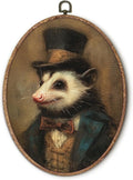 Hxlac Vintage Opossum Oval Wall Art Framed, Dark Moody Opossum Oval Wall Decor, Rustic Farm Animal Hanging Canvas Prints Wall Sculptures for Home Living Room Bedroom Decor, 8.5x11.5 Inch