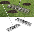 Happygrill Lawn Leveling Rake, Heavy Duty Lawn Level Tool for Soil w/67” Handle, Dirt Ground Leveler, Effort-Saving Landscape Rake for Garden, Backyard, Golf Course, Farm, Pasture (36" x 10", Silver)