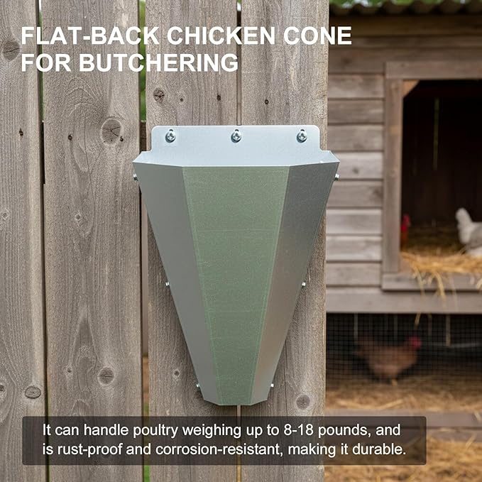 ETOYA Large-Sized Galvanized Steel Chicken Restraining Cone for Poultry, Suitable for Large Layers, Broilers, Roasters, and Turkeys Up to 18 Pounds